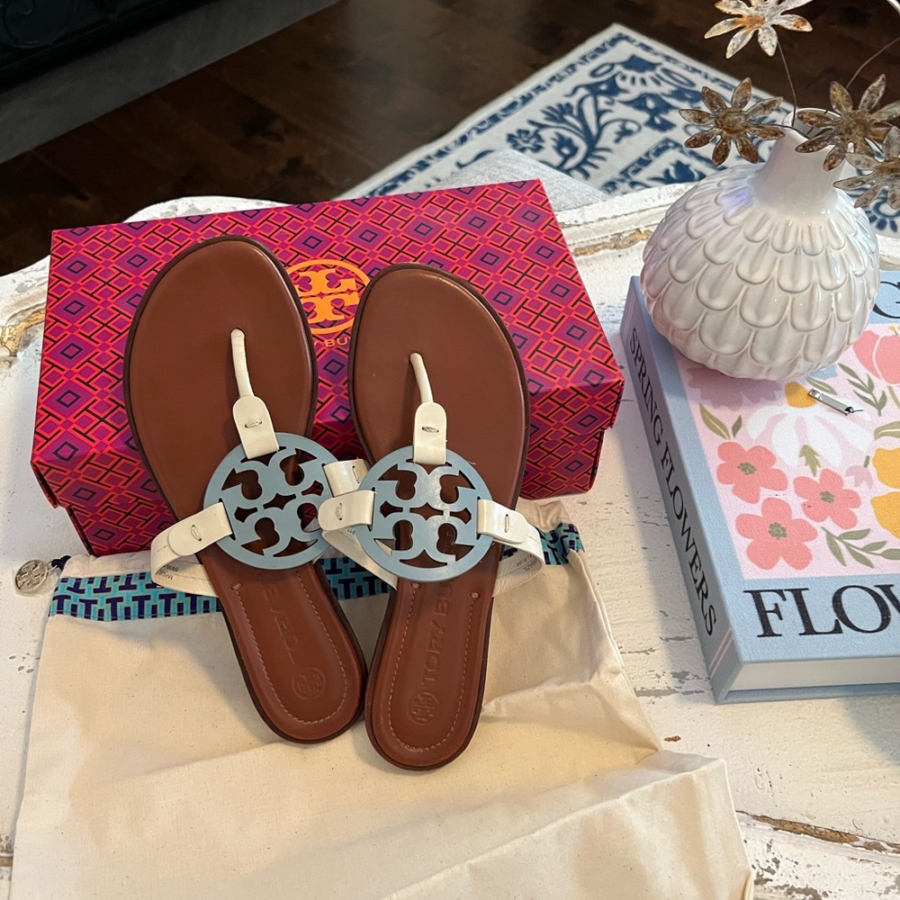 Tory Burch Brown and White Sandals